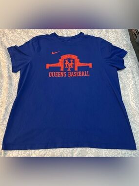 Nike New York Mets Queens Baseball T-Shirt Men’s XXL Royal Blue MLB Cotton Tee